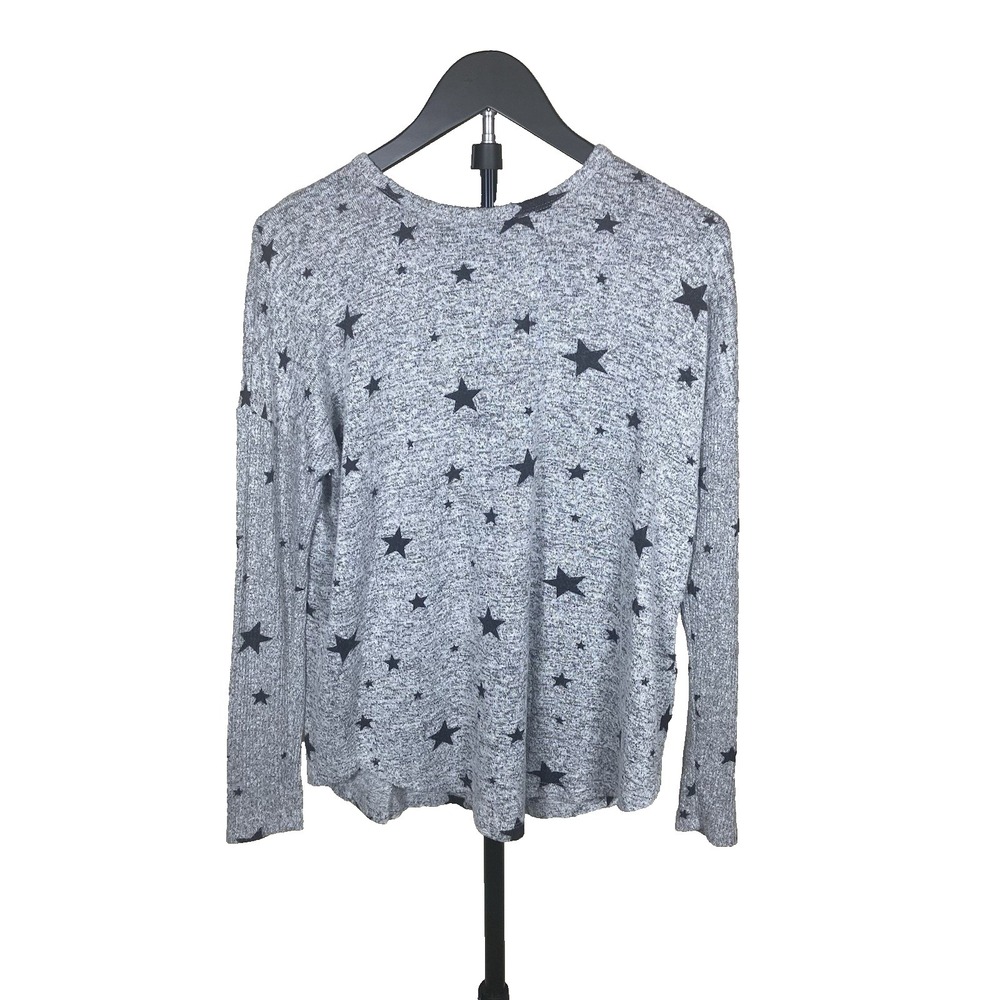 BUFFALO DAVID BITTON Womens Gray w/ Blue Star Print Long Sleeve